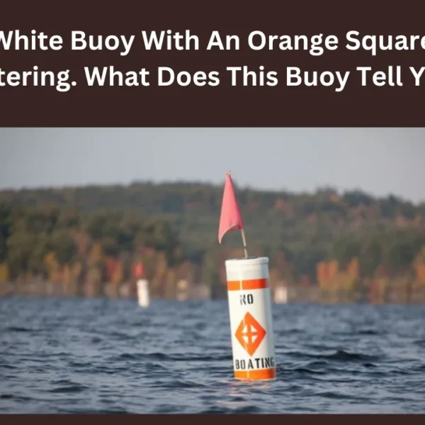 you see a white buoy with an orange square and black lettering. what does this buoy tell you?