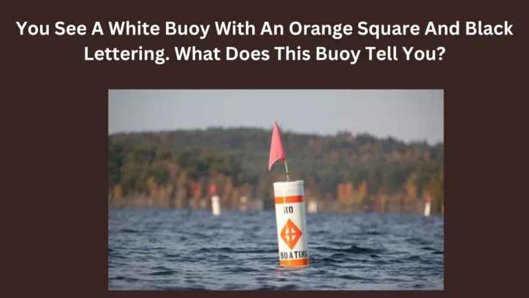 you see a white buoy with an orange square and black lettering. what does this buoy tell you?