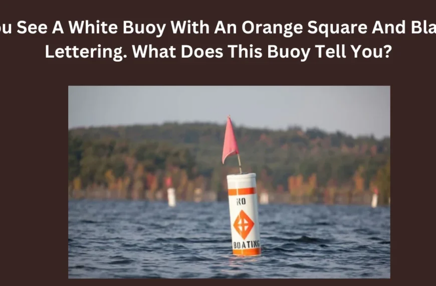 you see a white buoy with an orange square and black lettering. what does this buoy tell you?